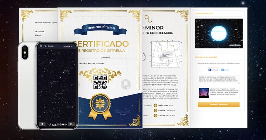 Compra y regala una estrella, con certificado de registro
