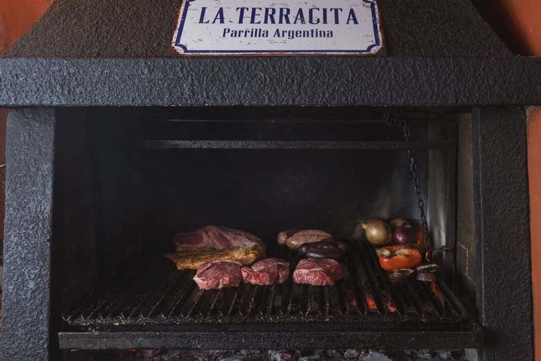 Asado argentino en el barrio de Palermo